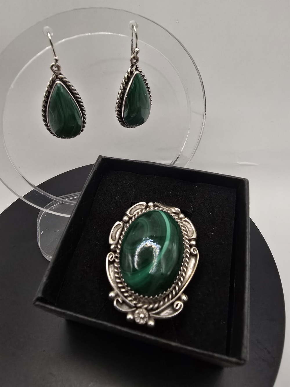 Marcasite Earrings and Oval Ring Set - Sterling Silver Women’s Handmade Signed